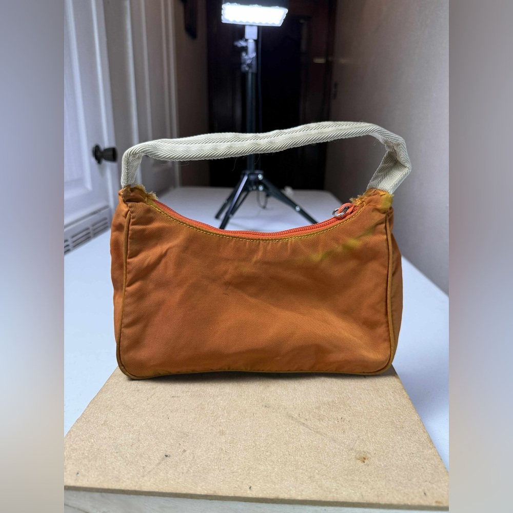 PRADA Nylon Triangle Logo Shoulder Handbag Orange Made in Italy - Picture 4 of 16